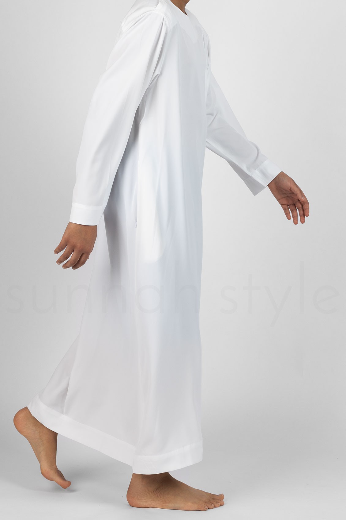 Sunnah Style Boys Kids Child Teen Shoulder Snap Thobe Creamy White